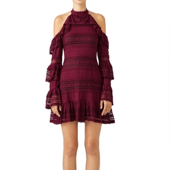 🎉On Sale New PARKER Crepe Tiered Ruffles Flounce Hem Cold Shoulder Dress - Picture 6 of 6